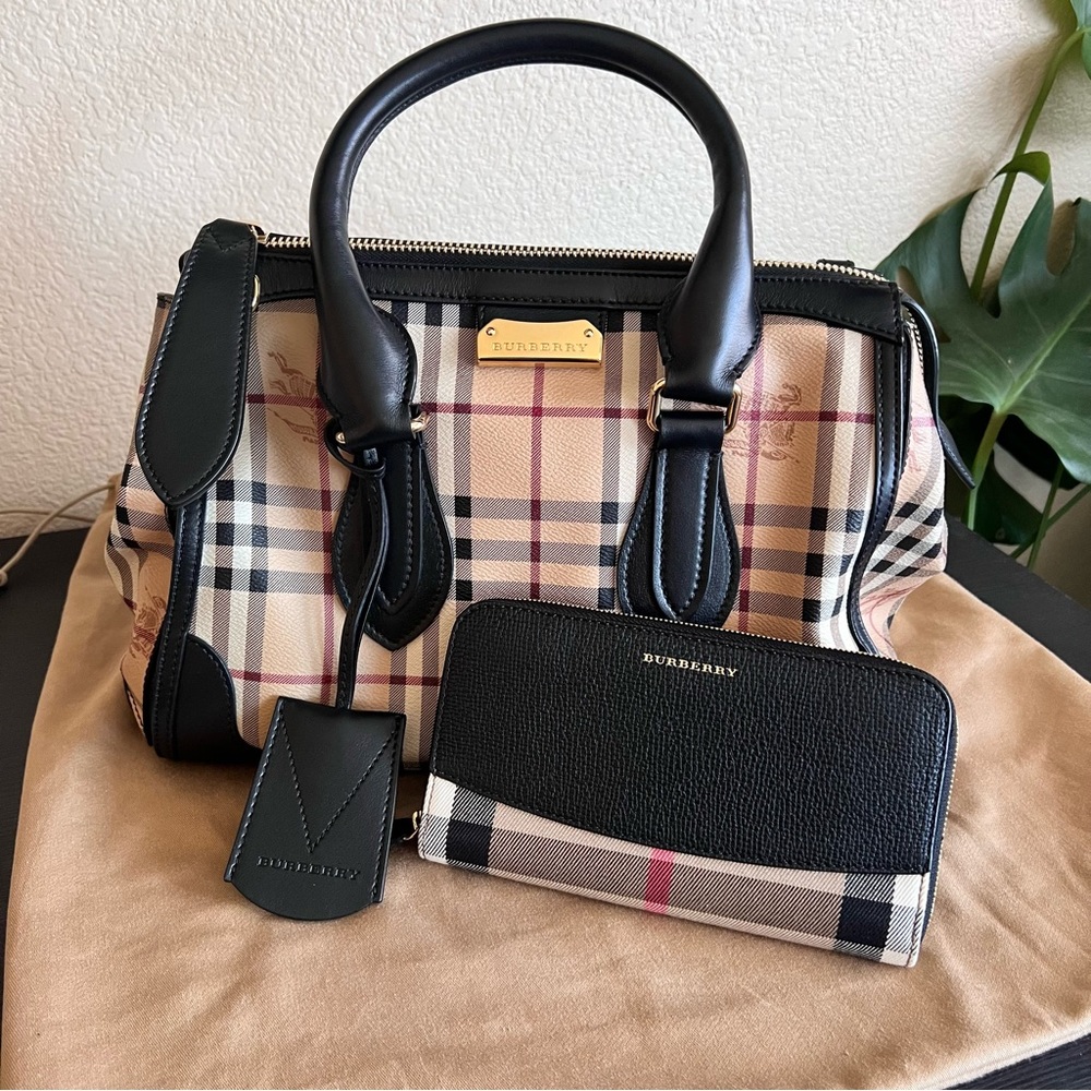 Burberry haymarket gladstone bag and wallet set